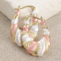 Exquisite Three Colors Hoop Earrings For Women Exaggerated Personality Ear Accessories Temperament Banquet Jewelry Gift