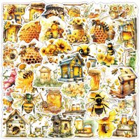 50Pcs Cute Bee Cartoon Stickers Honey Honeypot Decals Waterproof DIY Suitcase Stationery Kawaii Graffiti Sticker