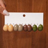 6/8 Pcs Retro Candy Color Acrylic Stud Earrings for Women Charms C-shaped Round Resin Earrings Ear Jewelry Set for Daily Wear K