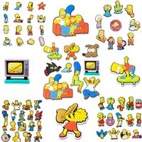 9-16pcs Hot toys Kawaii Simpson Shoe Charms For Slides Sandals, PVC Shoe Decorations Accessories For Christmas Gift Party Favor