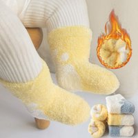 Thick Plush Baby Socks Soild Color Coral Velvet Toddler Sock Winter Warm Infant Snow Boots Newborn Floor Sleep Sock Girl Boy Sox