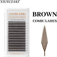 XIUSUZAKI New Brown Comic Spire Lashes Extension Soft Comic Premade Fans Eyelashes Extensions Individual Volume False Lashes