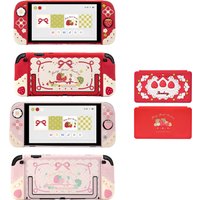 GeekShare Spring Strawberries Case compatible with Switch 2 (2025) , NS2 Soft Silicone Protective Shell with 2 Thumb Grip Caps