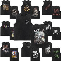 Rock Band Korn Follow The Leader Tour 2014 Vintage Washed Tank Tops Men Women Retro Gothic Metal Sleeveless Vest Casual T-shirt