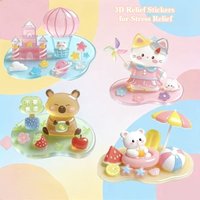 New Corner Cute 3D Crystal Embossed Stickers DIY Stacking Fun Little Bear Little Cat Little Rabbit Castle Children's Day