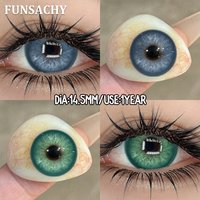 FUNSACHY 2pcs Bueatiful Pupil Colored Contact Lenses Color Circle Lens Blue Green Lens Yearly Natural Coloured Contacts for Eyes