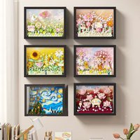WIth Box World-famous Art Painting Sunflower Van Gogh Cherry Blossom Flower 3D Diamond Building Block Toy Birthday Gift