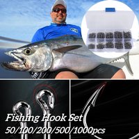 Fishing Hooks 100-1000 Pieces of Fish Hook Box Set Saltwater Fresh Water High Carbon Steel Fish Hook Accessories Fishing Gear
