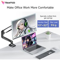 Nearhub MS-001 Monitor Arm Mount Bracket Single Arm,Flexible Adjustment 180° Swivel 360°Rotation Support Monitor Arm Stand