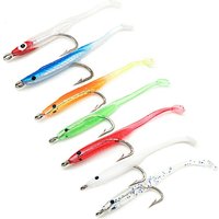 10PCS/Lot Durable Luminous Silicone Artificial Soft Bait Lead Jig Head Fish Eel Lure Worm Barbed Hook Fishing Tackle
