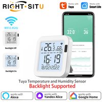 Tuya WiFi Thermometer hygrometer With Backlight Temperature Humidity Sensor APP Remote Control Workwith SmartLife Yandex Alexa