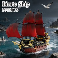 2009PCS Pirate Ship Building Blocks Sets Assembly Ship Model Bricks Desktop Ornaments Gifts For Adult Boys