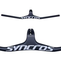Guidon de vélo VTT Syncros -17 degrés en fibre de carbone, guidon intégré avec potence 28,6 mm, logo blanc mat
