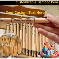 25/35/60PCS Bamboo Pens Personalized | Ballpoint Pens Bulk for Wedding Favors | Custom Engraved Wooden Pens for Guest Book