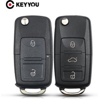 KEYYOU Remote Car Key Shell Flip Folding Car Key for VW for Volkswagen Golf 4 5 Passat B5 B6 Polo Touran For Seat Skoda Car Key