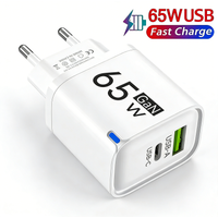 65W GaN USB C Charger 3 Ports Fast Charging Mobile Phone Adapter QC3.0 Wall for iPhone 16 17 Samsung Xiaomi Huawei EU US UK Plug