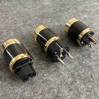 HiFi Audio Adapter EU / US Power Plug Cord Audiophile Carbon Fiber Gold Plated Red Copper C13 IEC Connector