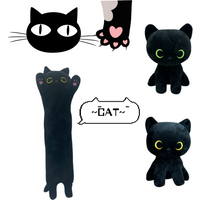 Kawaii Black Cat Plush Toys Soft Fluffy Animal Long Cat Dolls Cuta Cartoon Stuffed Sleeping Pillow Birthday Gift For Kids Girls