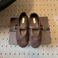 Designer Brand Original Knitted Mary Jane Single Shoes Women's Retro Suede One Button Knitted Ballet Flat Shoes