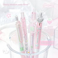 4pcs Good Luck Gel Pens Set Sweety Japanese Style 0.5mm Ballpoint Black Ink for Writing Student Back to School Kids Gift
