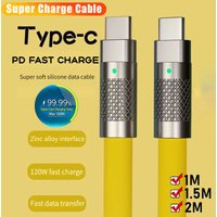 10A 120W Fast Charging Cable PD Type-C Liquid Silicone Cable 1/1.5/2M Cable C To C Super Quick Charging Cable For iPhone Xiaomi