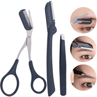 3pcs Stainless Steel Eyebrow Grooming Kit Hypoallergenic Tweezers,Scissors with Comb,Precision Razor for Perfect Eyebrow Shaping