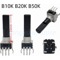 5pcs RV09 Type R0902N Vertical Single Potentiometer With Center Click B10K B20K B50K B103 B203 B503 3Pins D Shaft Length 23MM