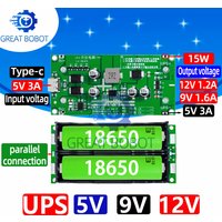 BS Type-C 15W 3A 18650 Lithium Battery Charger Module DC-DC Step Up Booster Fast Charge UPS Power Supply / Converter 5V 9V 12V