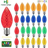 25PCS C7 Strawberry Multicolor String Light Replacement Bulbs E12 EU US 0.6W LED Light Bulb for Street Garland Patio Party Decor