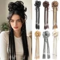 Synthetic Messy Hair Bun Chignon Y2K Braid Messy Curly Hair Band Elastic Scrunchy False Hair Pieces For Women Hairpins Black Bro
