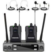 Système de microphone sans fil professionnel double canal portable Plug-and-Play avec récepteur et micros-cravates à connecteurs XLR pour la scène