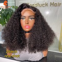 400 Density Super Double Drawn Afro Kinky Curly Lace Wig Human Hair Wear and Go Glueless Deep Wave Curly Wig Millionaire Queen