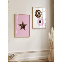 Eopard Print Wall arts Pink Print Picture Star Hanging Picture Nordic Painting Posters Bedroom Living Room Wall Decor No Frame