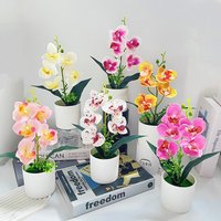 Simulation of 5 Flowers, Butterfly Orchid, Potted Plants, Wedding Hall Decoration, Plastic Fake Flower Ornament, Office Desktop