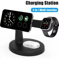 3 In 1 Magnetic Wireless Charger Stand For Magsafe iPhone 16 15 14 13 Pro Max Apple Watch 9 8 AirPods Pro Fast Charging Station