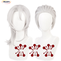Uzui Tengen Cosplay Wig 2 Styles Silver Gray Season 2 Entertainment District Arc Wigs + Tattoo