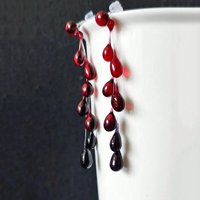 Dark Style Simulation Blood Drop Red Water Drop Tassel Earrings Gothic Funny Handmade Fashion Jewelry Women Halloween Gifts