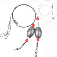 2Pcs Fishing Egg Sinker Weight Steel Wire Leader Bottom Fishing Rigs Flounder Ready Rigs for Grouper Trout Redfish Surf Fishing