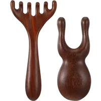 Wooden Massage Tools 2Pcs Gua Sha Facial Tool Sandalwood Scalp Massage Comb Nose Slimmer Scrubber Eyes Facial Wood Massager Tool