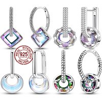 New 925 Sterling Silver Hoop Earrings Crystal Zircon Circle Hoop Earrings For Women Girl Fashion Jewelry Gift
