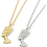 Anniyo Egyptian Queen Nefertiti Pendant Necklaces Women Men Jewelry Accessory African