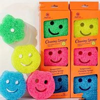 3-Piece Set of Randomly Colored Kitchen Magic Sponge Brushes, Multi-Functional Sponge Suitable for Cleaning Frying Pans, Powerful Stain Remover, Household Cleaning Sponge, Kitchen Essential