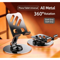 360° Rotatable Metal Live Stream Stand, Mechanical Adjustable Foldable Lazy Desktop Holder for Phone & Tablet