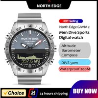NORTH EDGE Mens Dive Watch Military Army Luxury Full Steel Smartwatch Compass Altimeter Barometer Digital Clock Waterproof 200m image 4