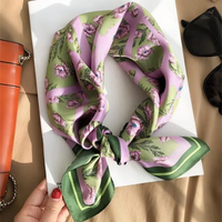 2025 Luxury Silk Skinny Scarf Bag Handle Ribbon Ladies little cat Print Headband Small Hair Scarves Band Female handkerchief