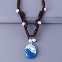 Anime Movie Princess Moana Necklace Cosplay Handmade Braided Leather Rope Necklace for Women Girl Jewelry Prop Accessories