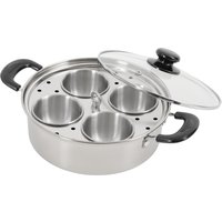 4 Cups Egg Steamer Pot, Stainless Steel Egg Steamer & Stew Pot with Glass Lid & Lifting Rack for Steaming Eggs Stewing Soup