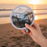 Round Foldable Hand Fans Handheld Folding Fan Portable Pocket Cooling Fans For Summer Events Outdoor Travel Supplies Gift
