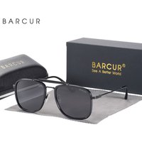 BARCUR-Lunettes de soleil carrées de luxe pour hommes et femmes, verres dégradés, lunettes de soleil polarisées, accessoire Oculos