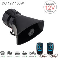100W 12V 7 Sound Car Siren Vehicle Horn Warning Siren Speaker Amplifier Horn for Cars Trucks Vehicle Motorcycles